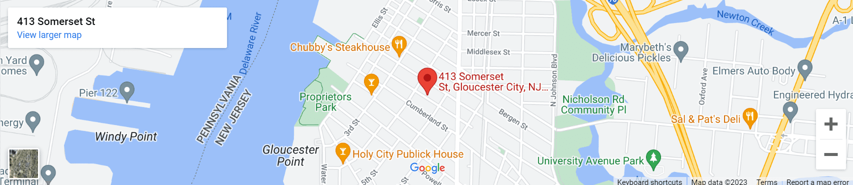 A map of the location of the business.